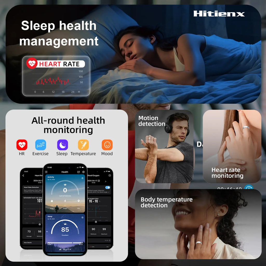 Hitienx Smart Ring 3, Fitness Tracker with 24/7 Sleep Tracking, Heart Rate, Temperature Monitoring, Stress & Cycle Insights, Family Care Mode, No Subscription for Men & Women, Android & Ios Compatible, Wearable, Waterproof #Summerfinds, Wearable Devices,,