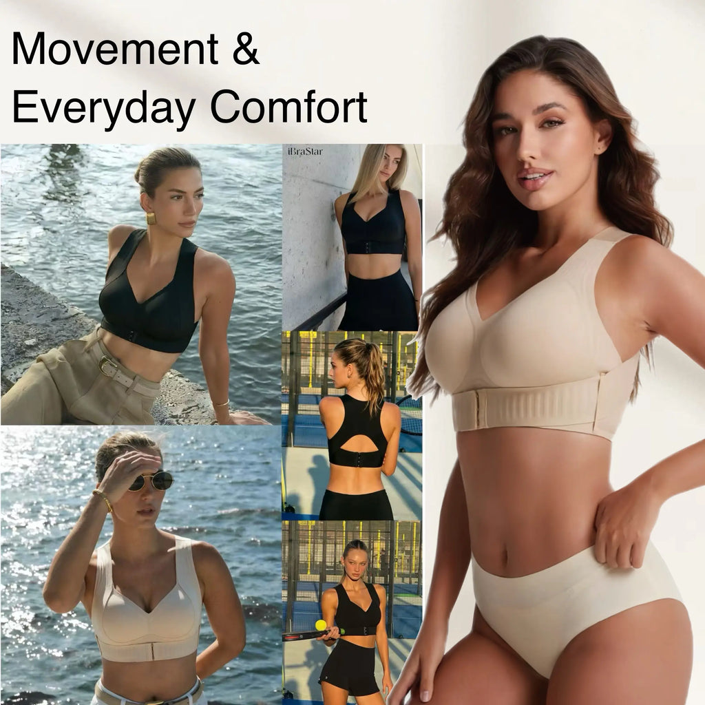 Posture Bra, Women’S Beige Wireless Bra, Soft Breathable Non-Removable Molded Cups, Yoga Fitness Sportswear for Gym and Daily Training, Summer Vibes Bra Soft Comfy Bra Seamless Shaping Bras Push up Bra Bras for Women Minimizer Bra Jelly Bra