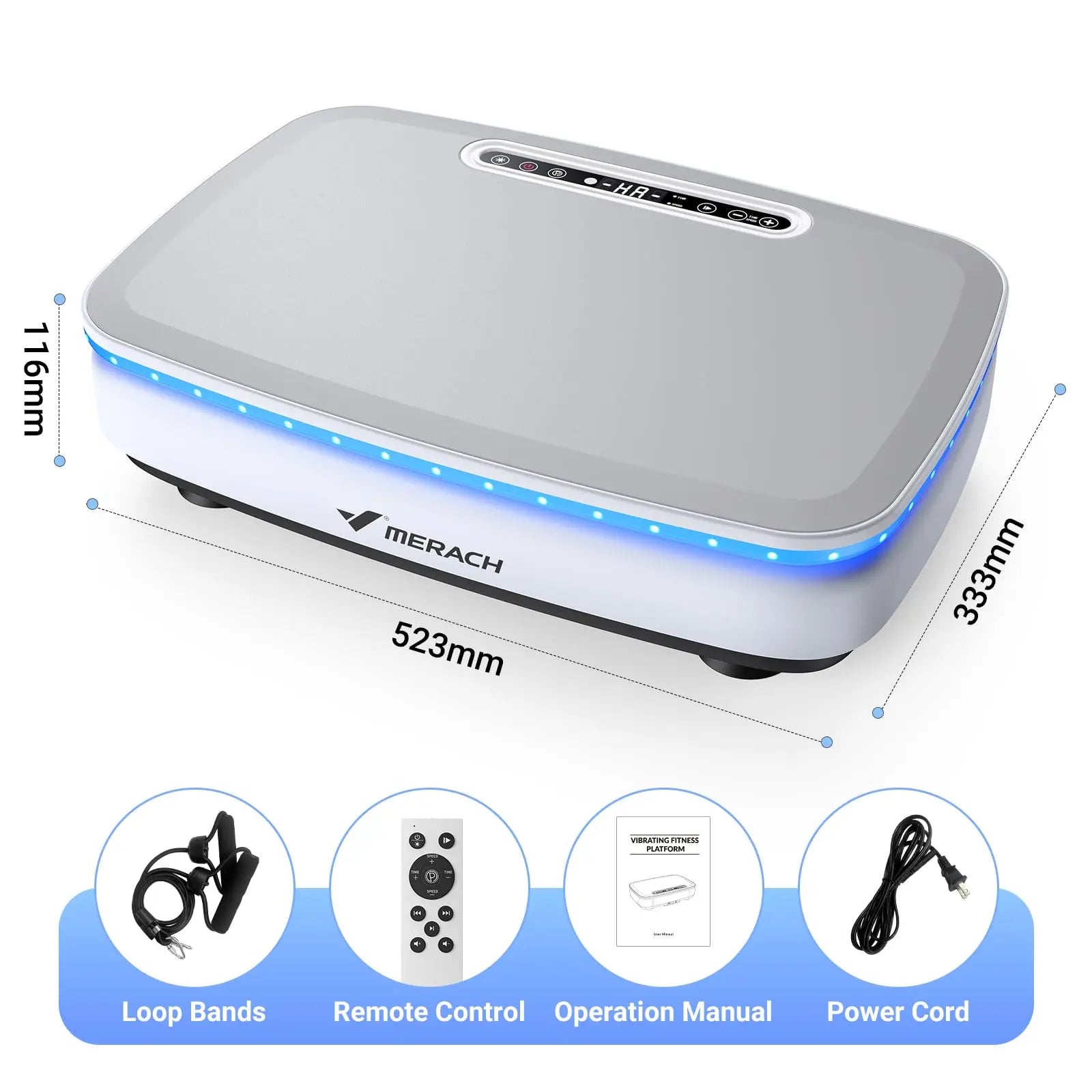 MERACH Vibration Plate Exercise Machine – Full Body Workout with LED Lights & Bluetooth