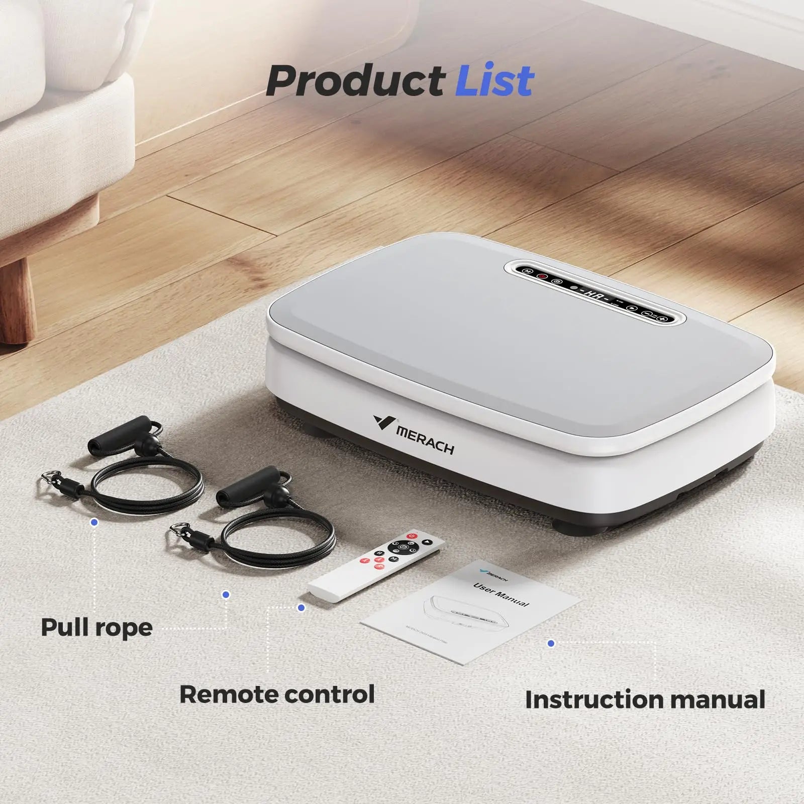 MERACH Vibration Plate Exercise Machine – Full Body Workout with LED Lights & Bluetooth