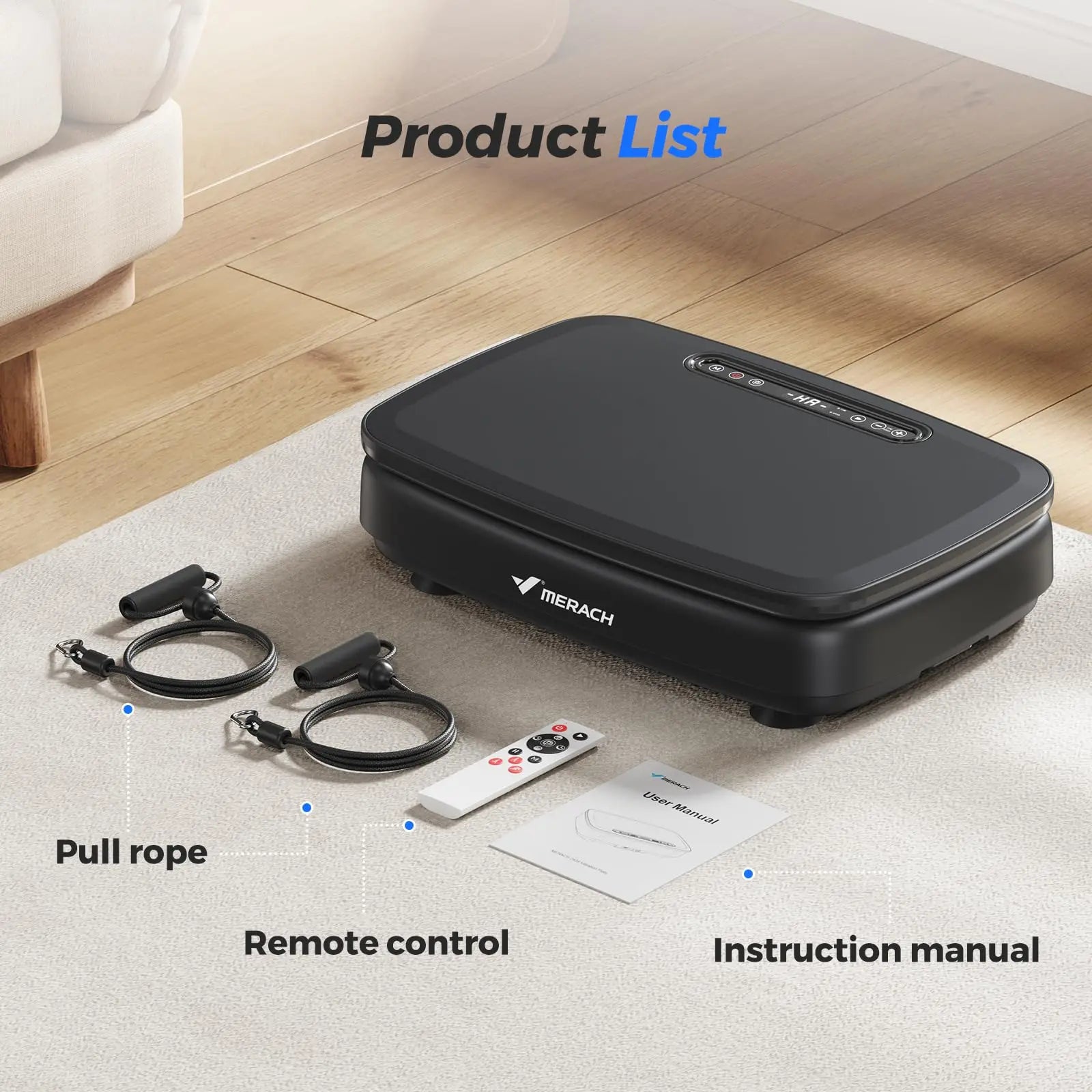 MERACH Vibration Plate Exercise Machine – Full Body Workout with LED Lights & Bluetooth