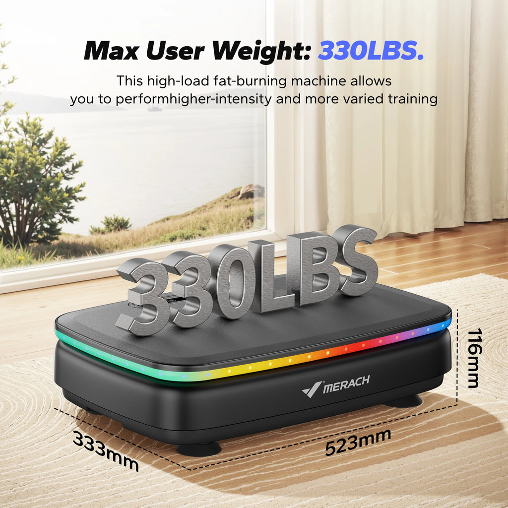 MERACH Vibration Plate Exercise Machine – Full Body Workout with LED Lights & Bluetooth