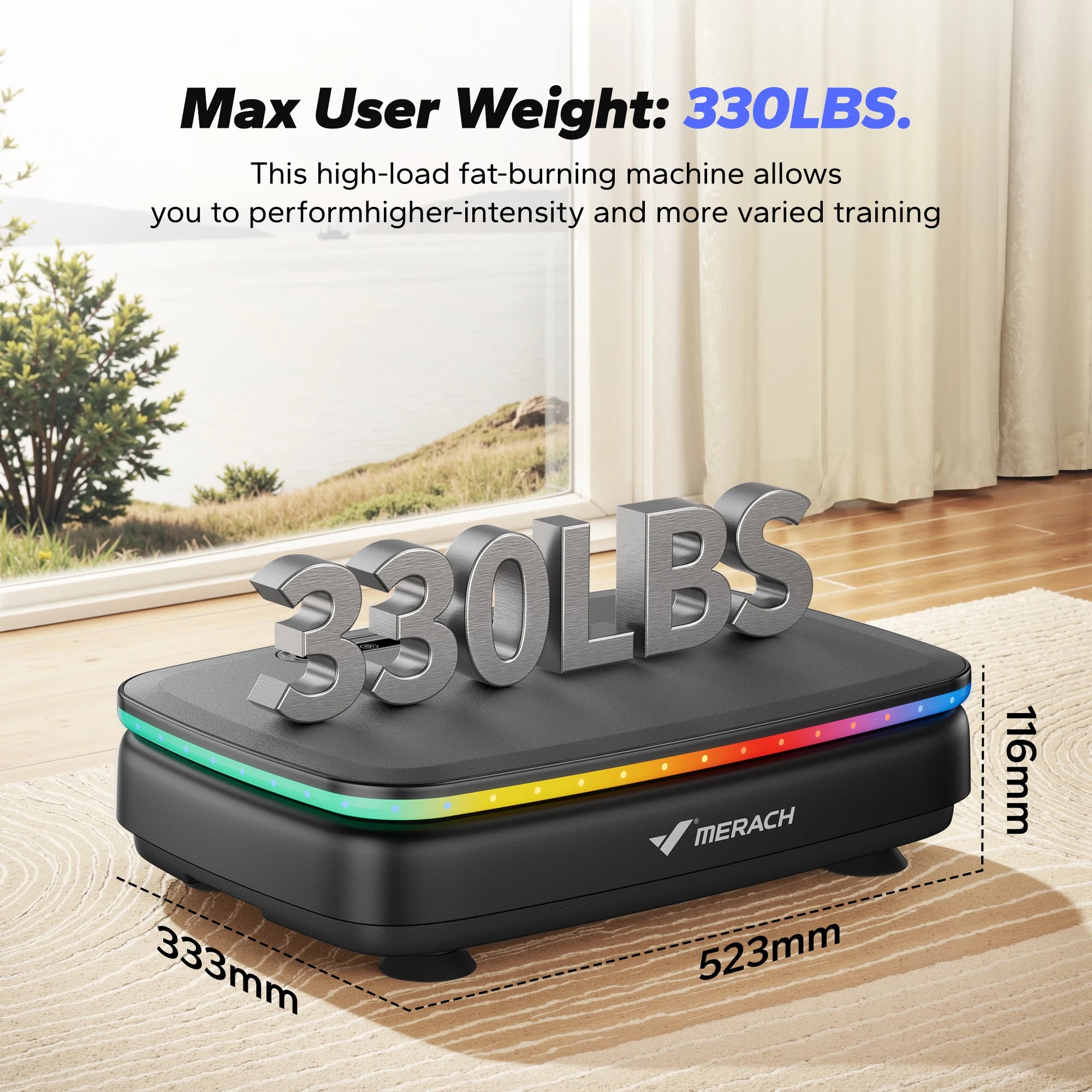 MERACH Vibration Plate Exercise Machine – Full Body Workout with LED Lights & Bluetooth