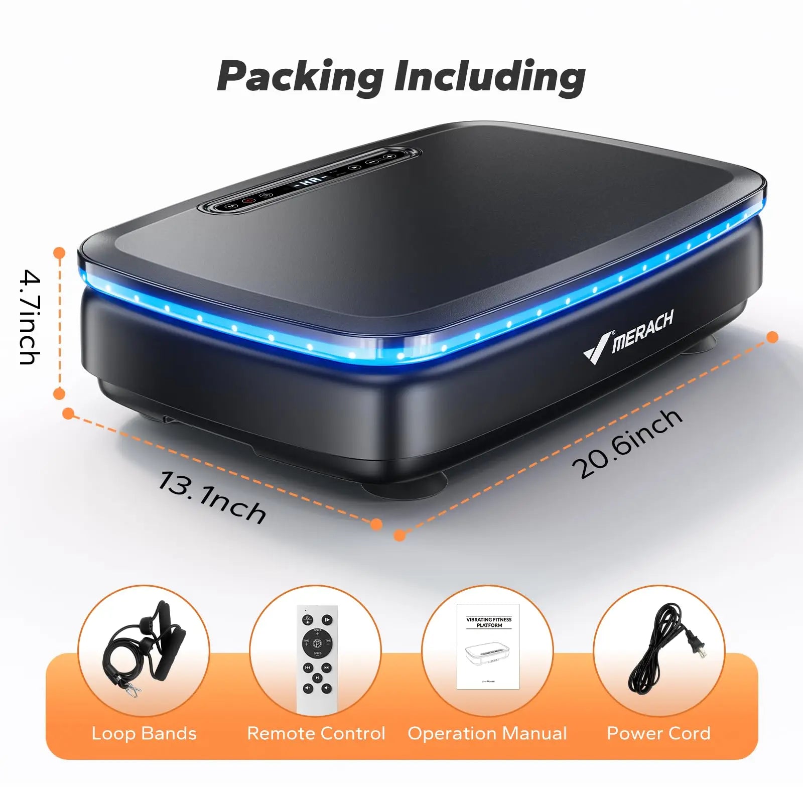 MERACH Vibration Plate Exercise Machine – Full Body Workout with LED Lights & Bluetooth