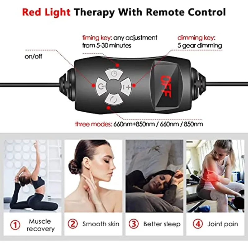 Red Light Therapy Lamp – 660nm & 850nm Full Body LED Panel with Tripod