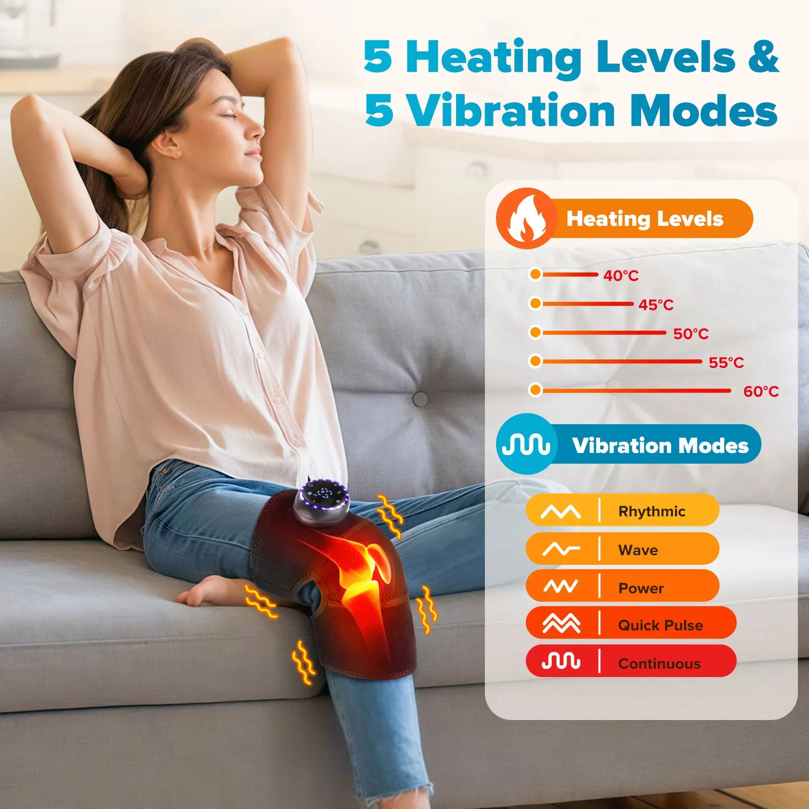 3-in-1 Electric Heating Knee Pad Massager – Knee, Shoulder & Elbow Relief