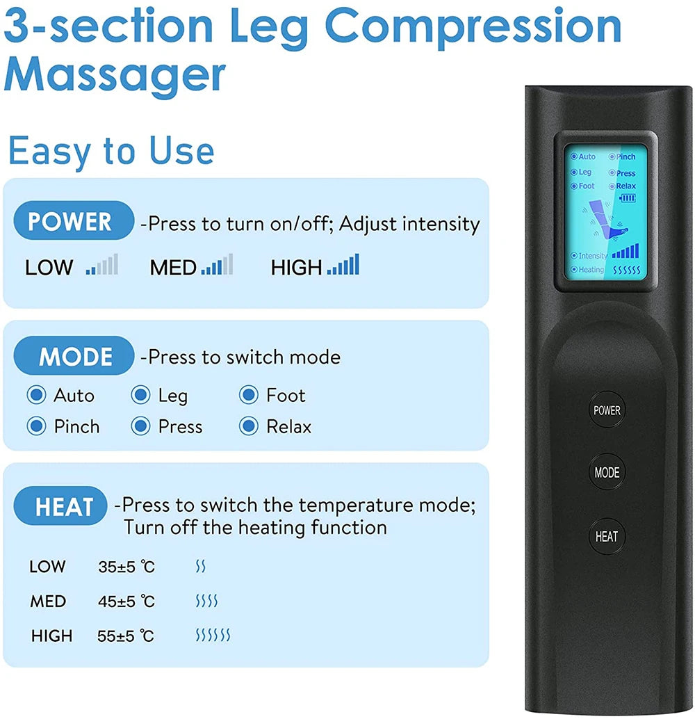 Air Compression Leg Massager – 6-Mode Recovery Boots with Heat