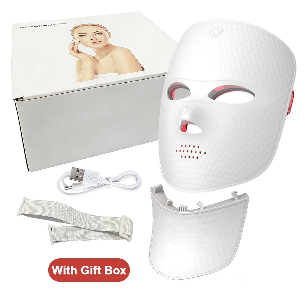 7-Color Photon Face & Neck Mask – LED Anti-Aging Skin Rejuvenation Device