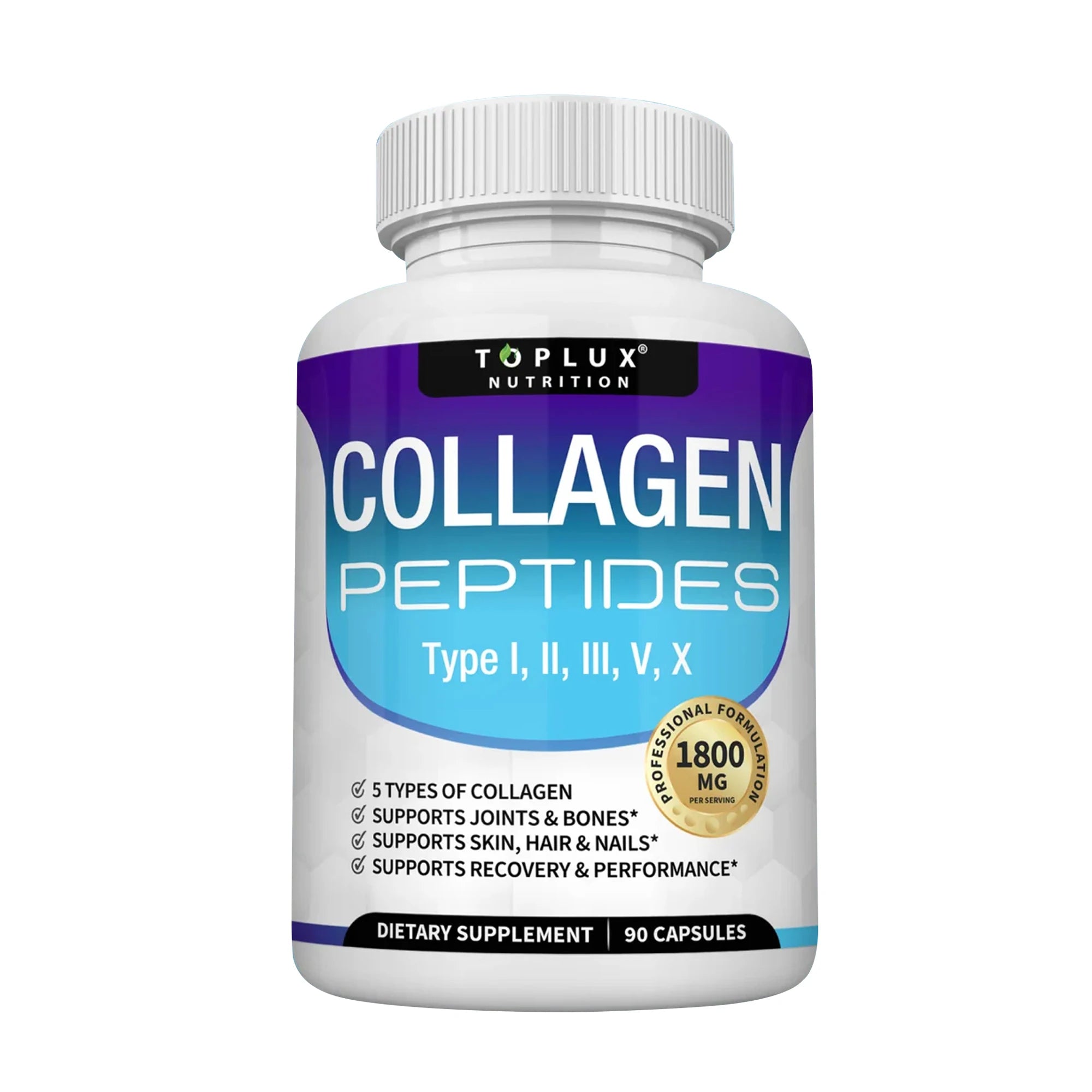 Collagen Peptides 1800mg – Multi-Type Formula for Skin, Hair, Joints & Bones