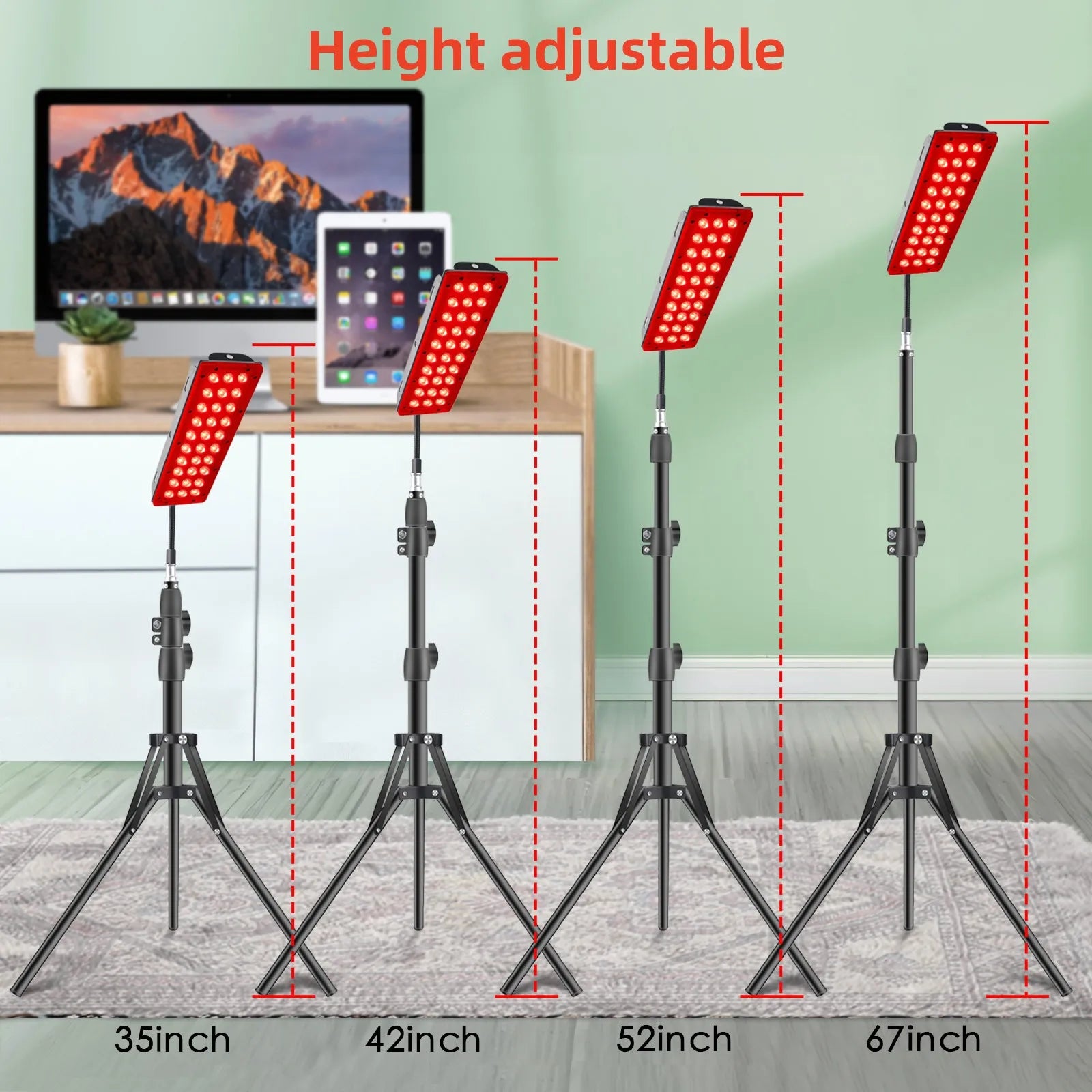 Red Light Therapy Lamp – 660nm & 850nm Full Body LED Panel with Tripod