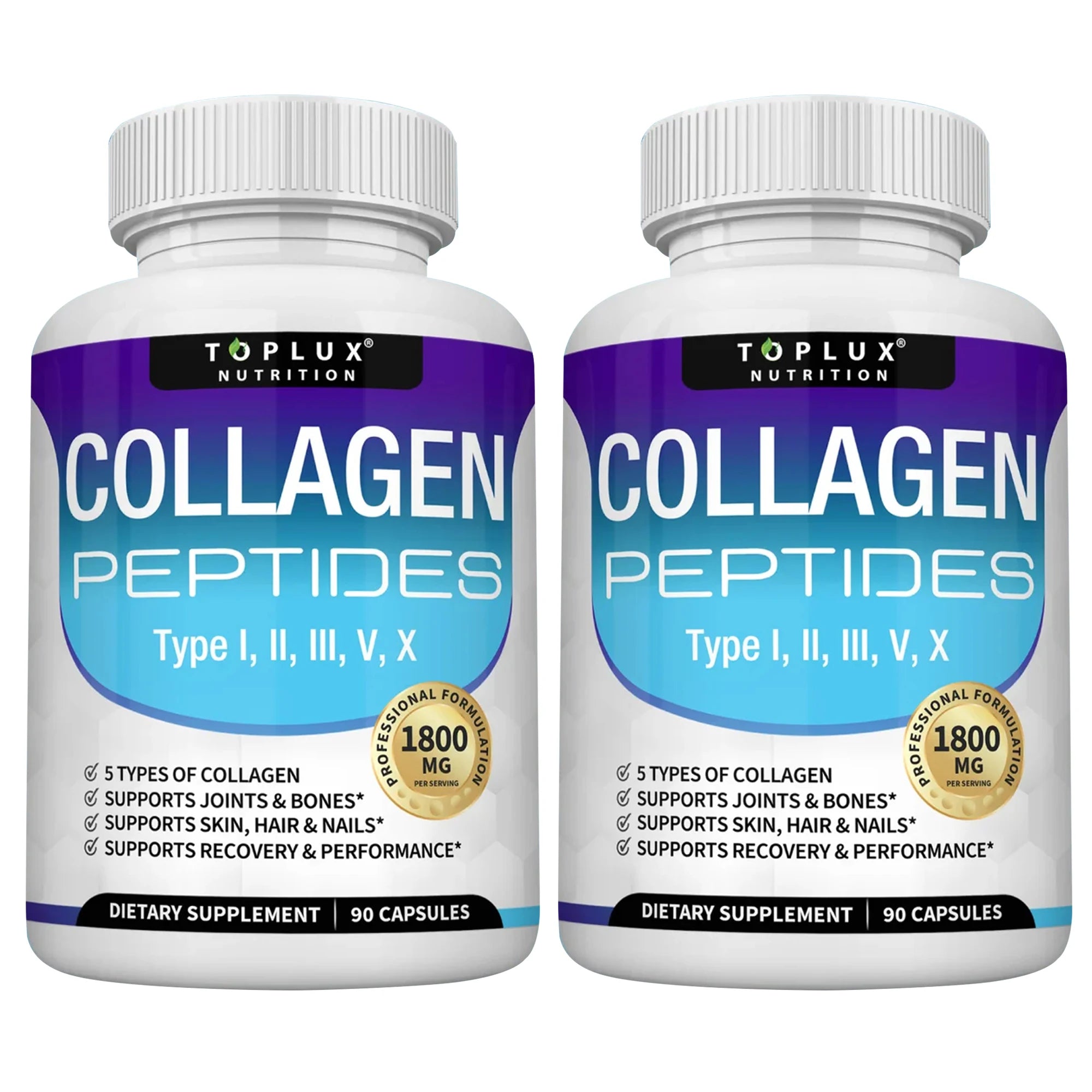 Collagen Peptides 1800mg – Multi-Type Formula for Skin, Hair, Joints & Bones