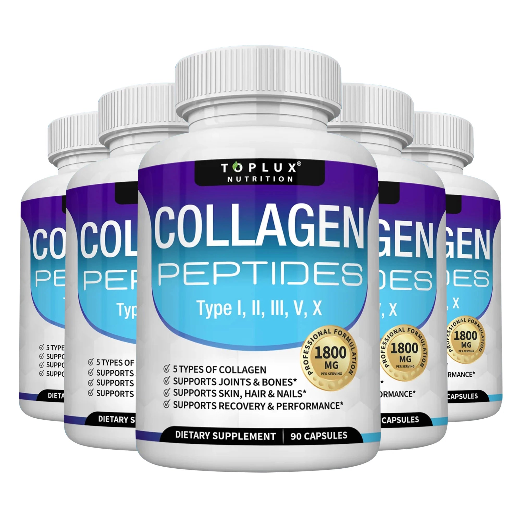 Collagen Peptides 1800mg – Multi-Type Formula for Skin, Hair, Joints & Bones