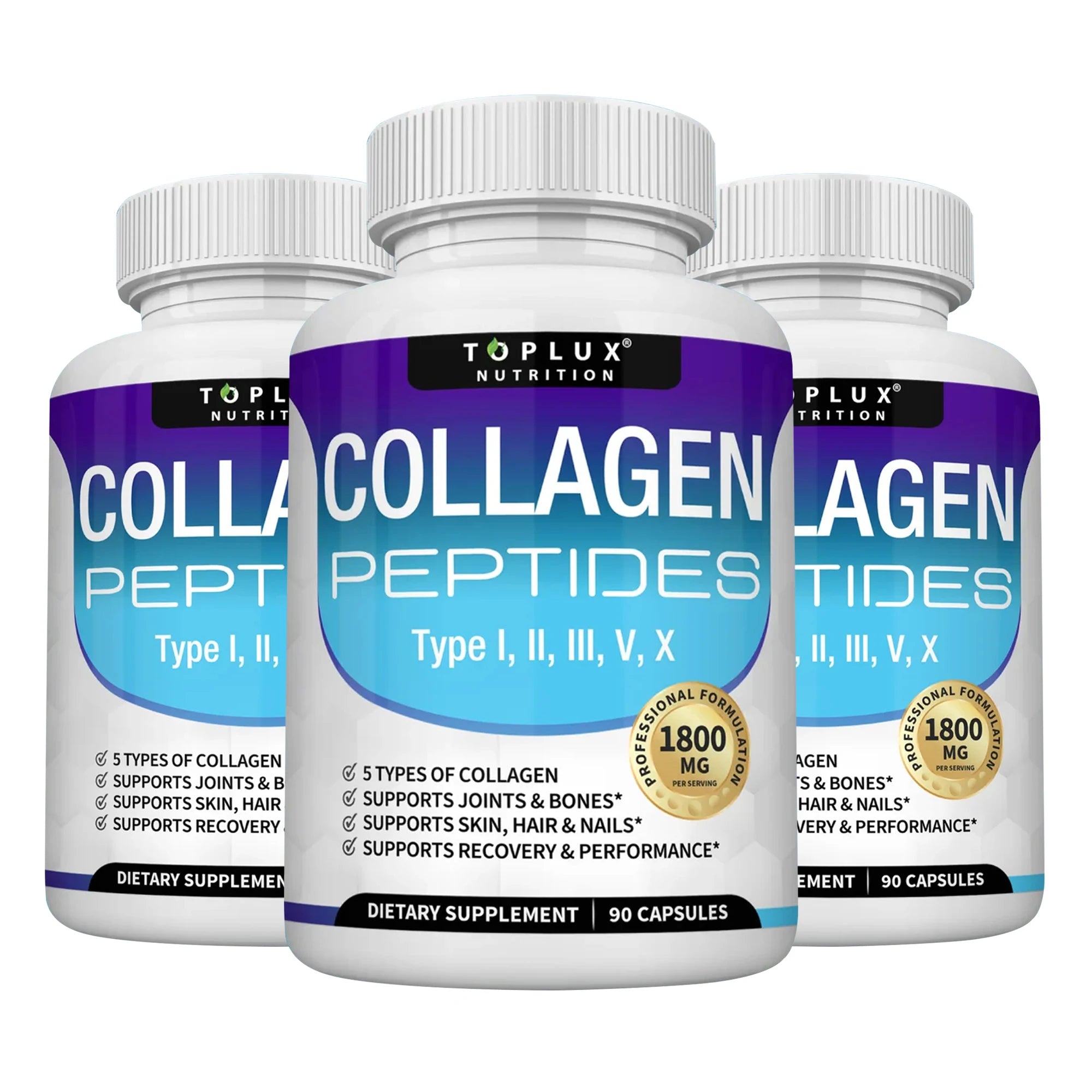 Collagen Peptides 1800mg – Multi-Type Formula for Skin, Hair, Joints & Bones