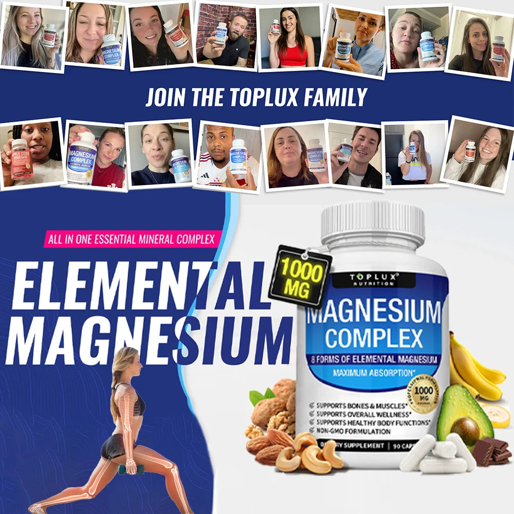 Magnesium Complex 1000MG – Glycinate, Citrate & Malate for Sleep, Stress & Muscle Recovery