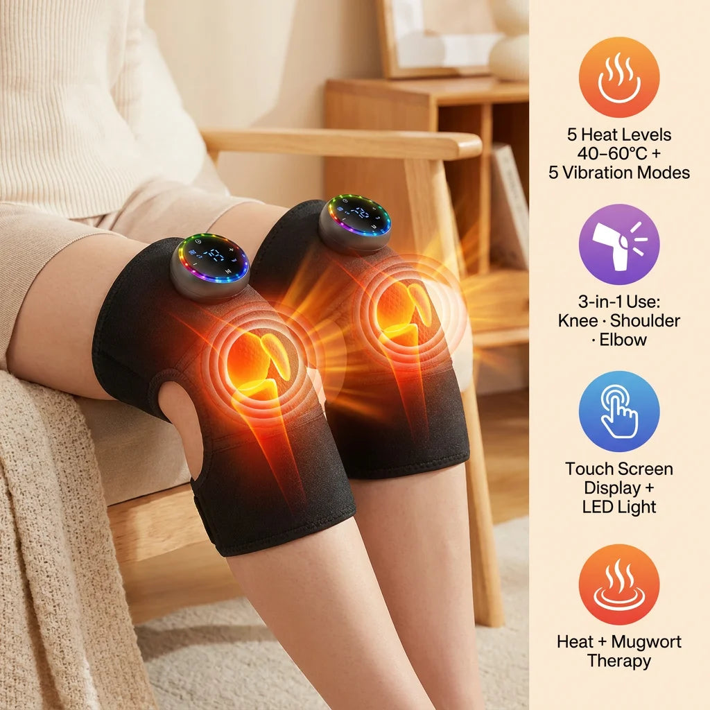 3-in-1 Electric Heating Knee Pad Massager – Knee, Shoulder & Elbow Relief