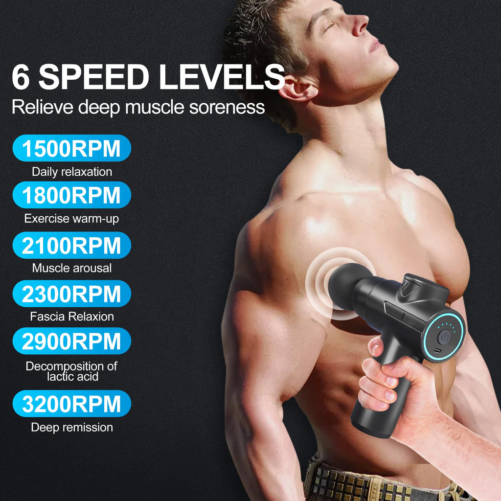 Portable Mini Massage Gun – 6-Speed Deep Tissue Recovery