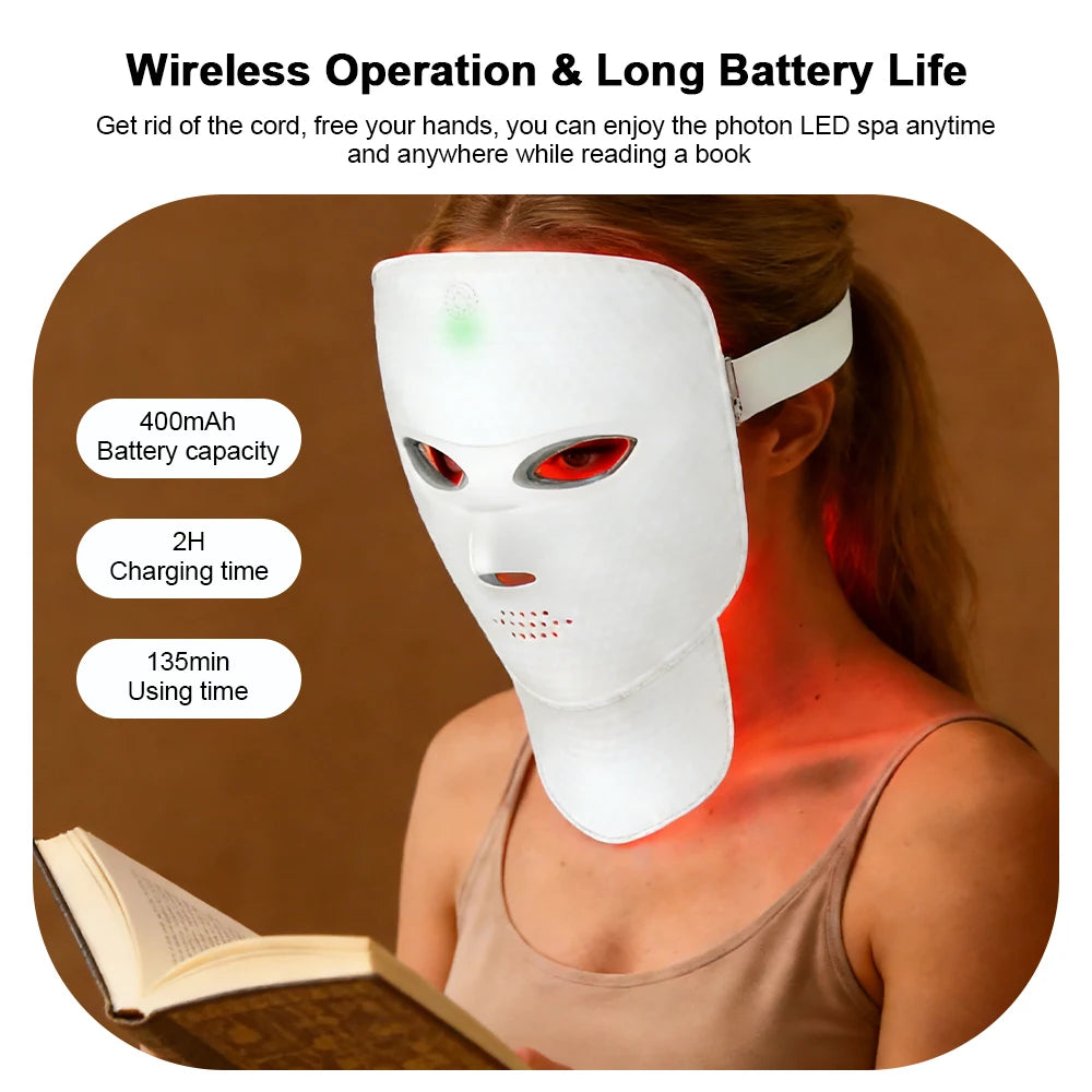 7-Color Photon Face & Neck Mask – LED Anti-Aging Skin Rejuvenation Device