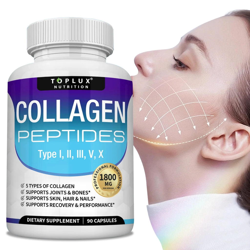 Collagen Peptides 1800mg – Multi-Type Formula for Skin, Hair, Joints & Bones