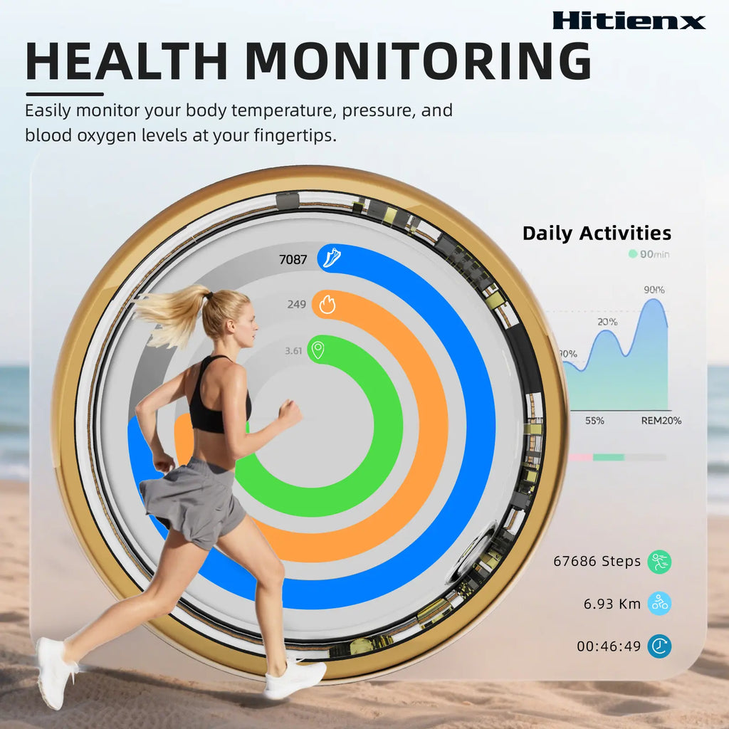 Hitienx Smart Ring 3, Fitness Tracker with 24/7 Sleep Tracking, Heart Rate, Temperature Monitoring, Stress & Cycle Insights, Family Care Mode, No Subscription for Men & Women, Android & Ios Compatible, Wearable, Waterproof #Summerfinds, Wearable Devices,,