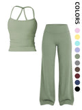 Women'S Sportswear Set, Matching Gym Set, Tank Top and Wide Leg Pants, Solid Color Yoga Straight Leg Pants, Comfortable Fashion Fitness Running, Gym Workout Sets, Activewear Running Outfits